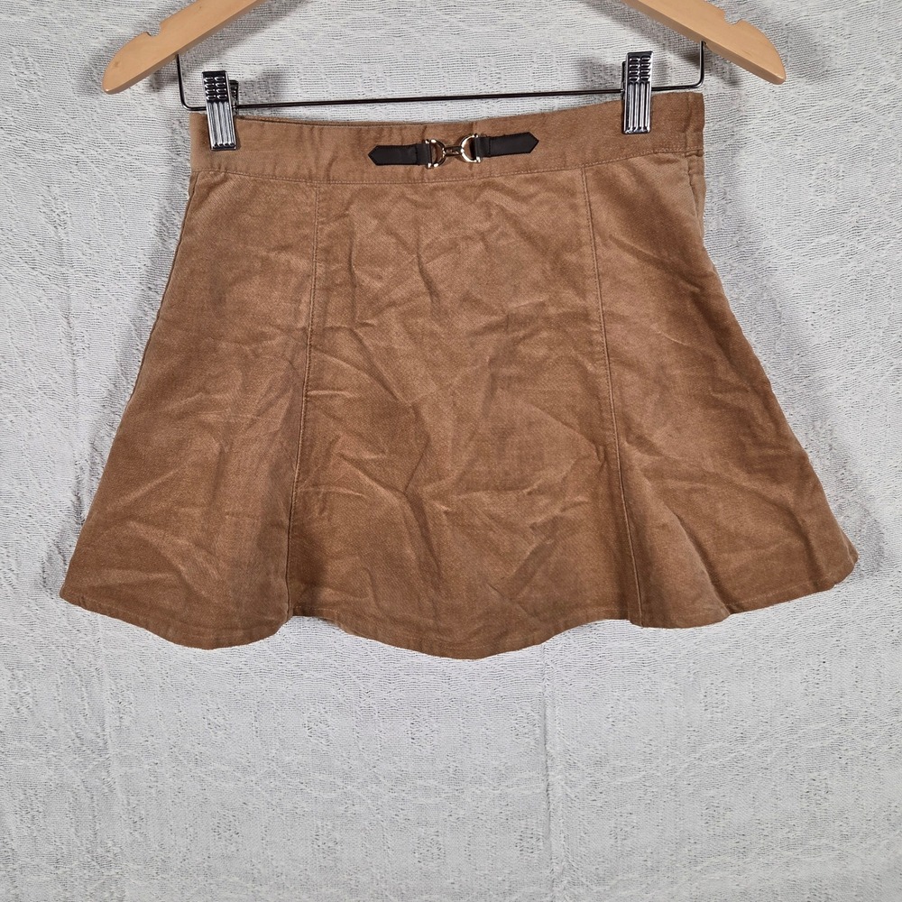 Janie and Jack Girls Brown Pleather A-Line Skirt Gold Bit Detail Size 12 Western